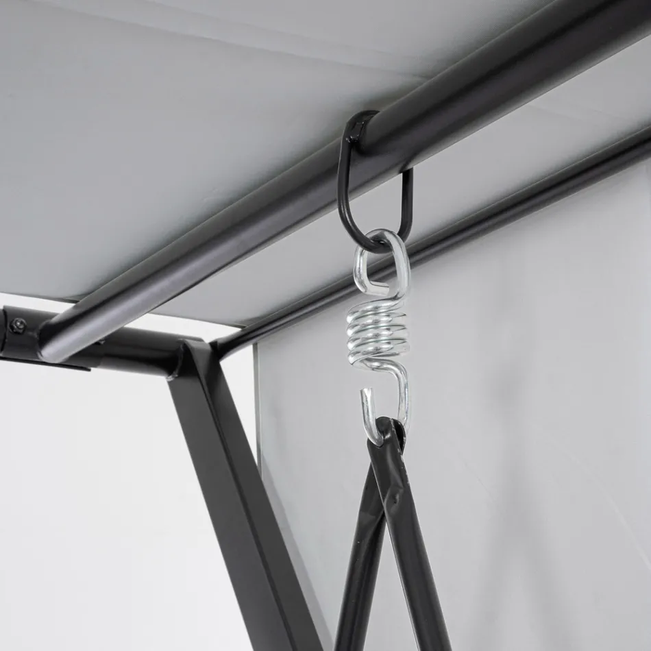 Leagăn convertibil într-un pat pentru grădină din oțel și țesătură - Rechemare  Viadurini