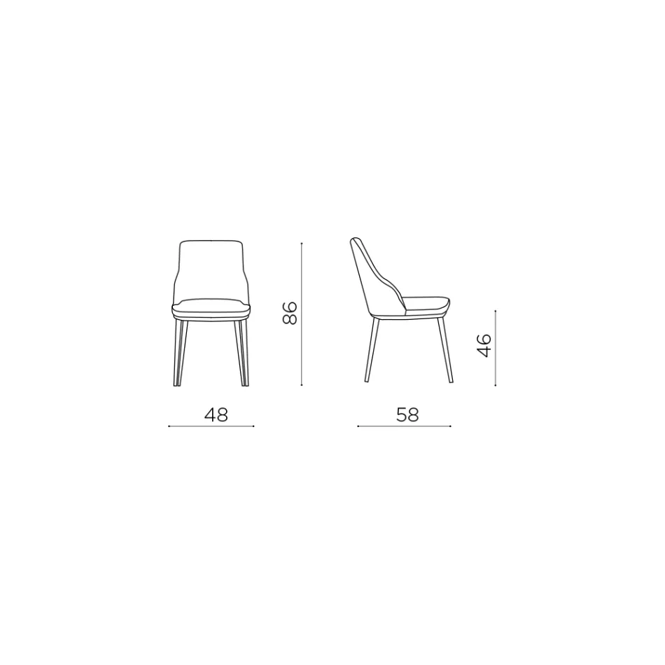 Două scaune tapițate cu cadru metalic și design echilibrat - Mătase Viadurini