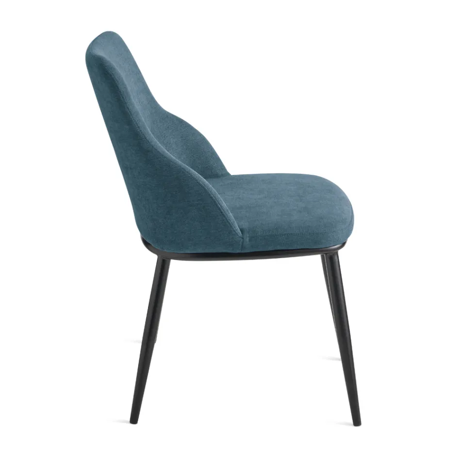 Două scaune tapițate cu cadru metalic și design echilibrat - Mătase Viadurini