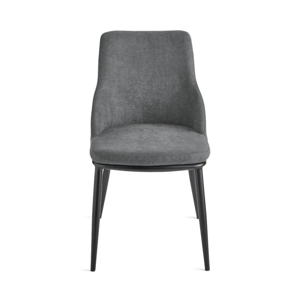 Două scaune tapițate cu cadru metalic și design echilibrat - Mătase Viadurini