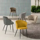 Două scaune din metal vopsit și material tapițat în diverse culori - Atria Viadurini