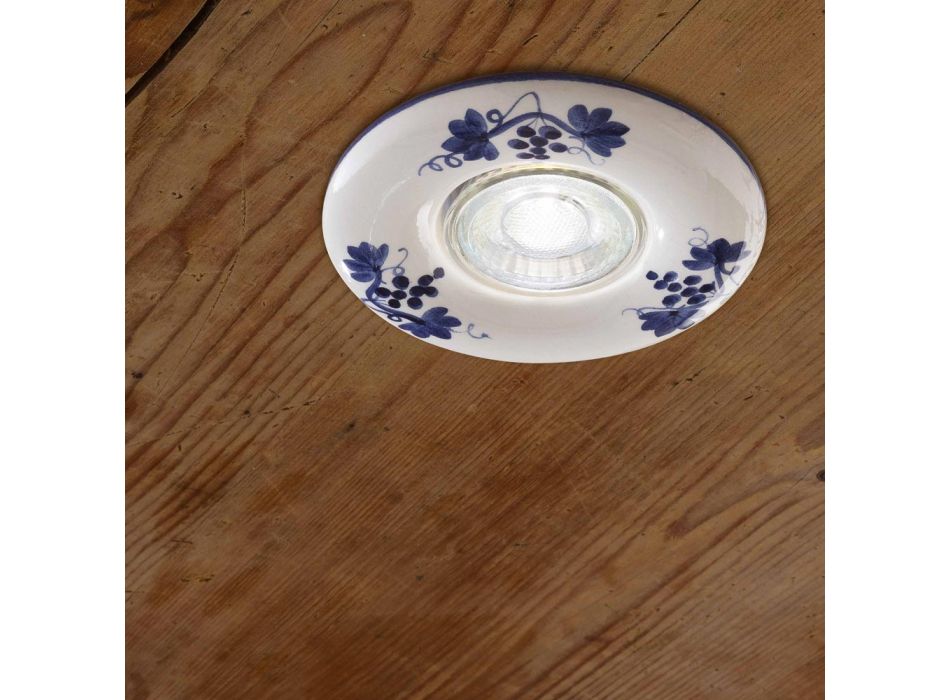 Spot încastrat rotund din ceramică vintage decorată manual - Pescara Viadurini