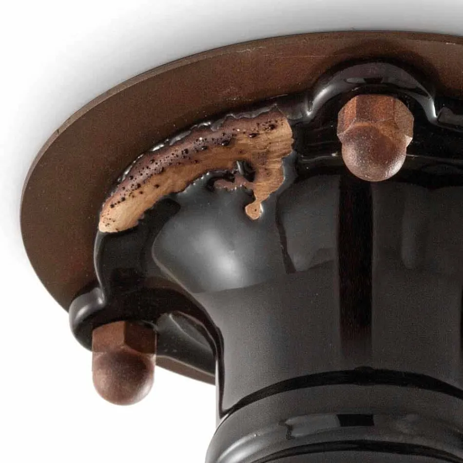 Plafonul de lumina reflectoarelor ceramice retro si metal Cloe Ferroluce Viadurini