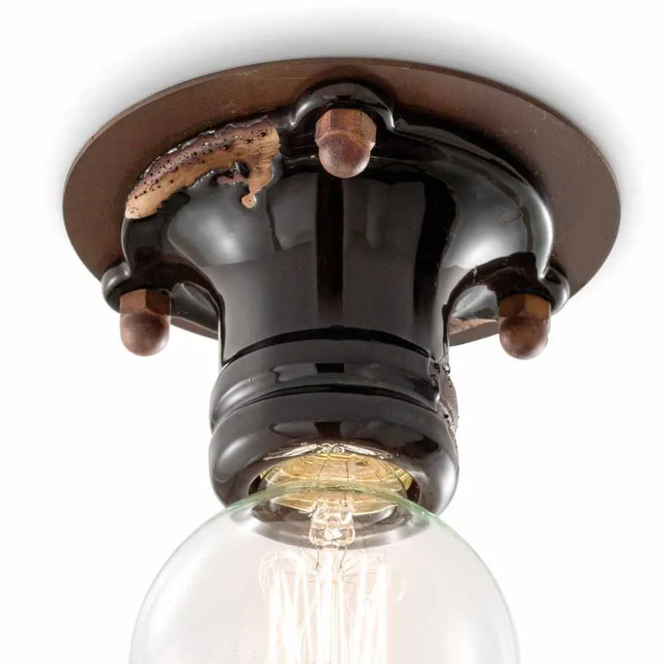 Plafonul de lumina reflectoarelor ceramice retro si metal Cloe Ferroluce Viadurini