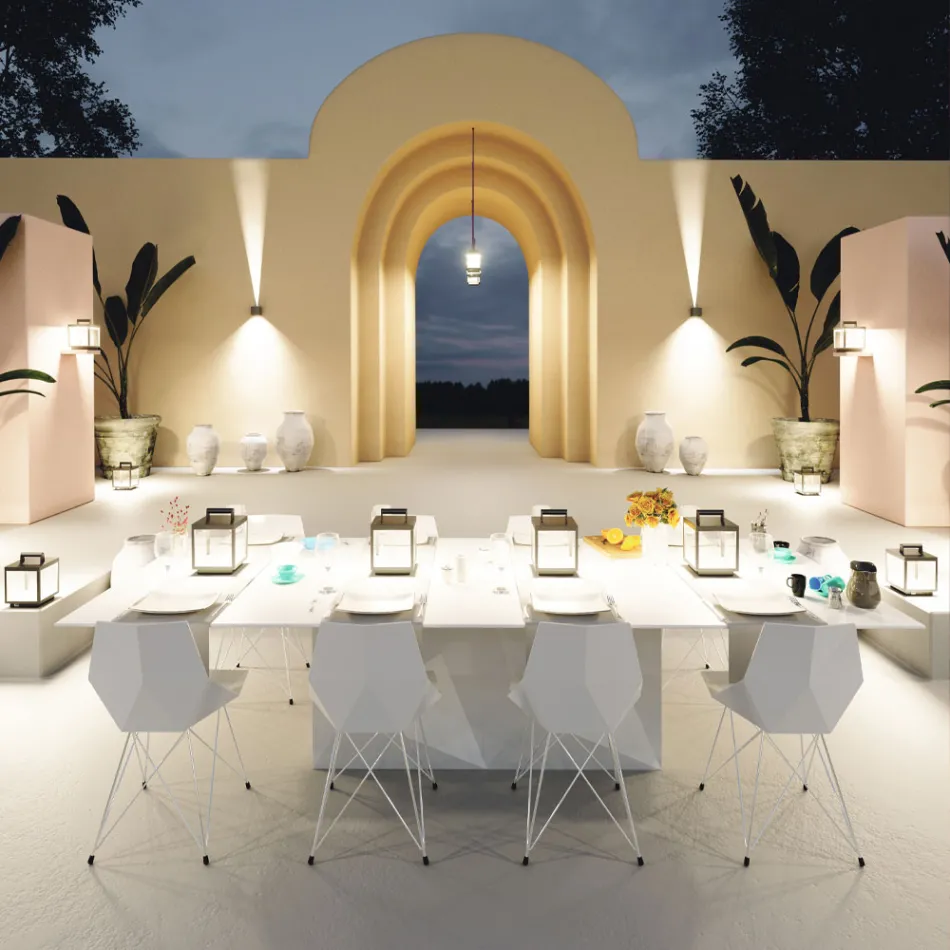 Spot LED decorativ de exterior din Aluminiu Alb sau Corten - Bettina Viadurini