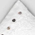 Husă de pernă pătrată albă cu dantelă de lux italiană și nasturi - sigle Viadurini