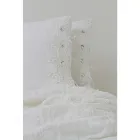 Fetă de pernă din in cu dantelă albă pentru pat cu design de lux Made in Italy - Kiss Viadurini