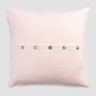 Fetă de pernă pătrată din in colorat cu nasturi de sidef Agoya - Mediterana Viadurini