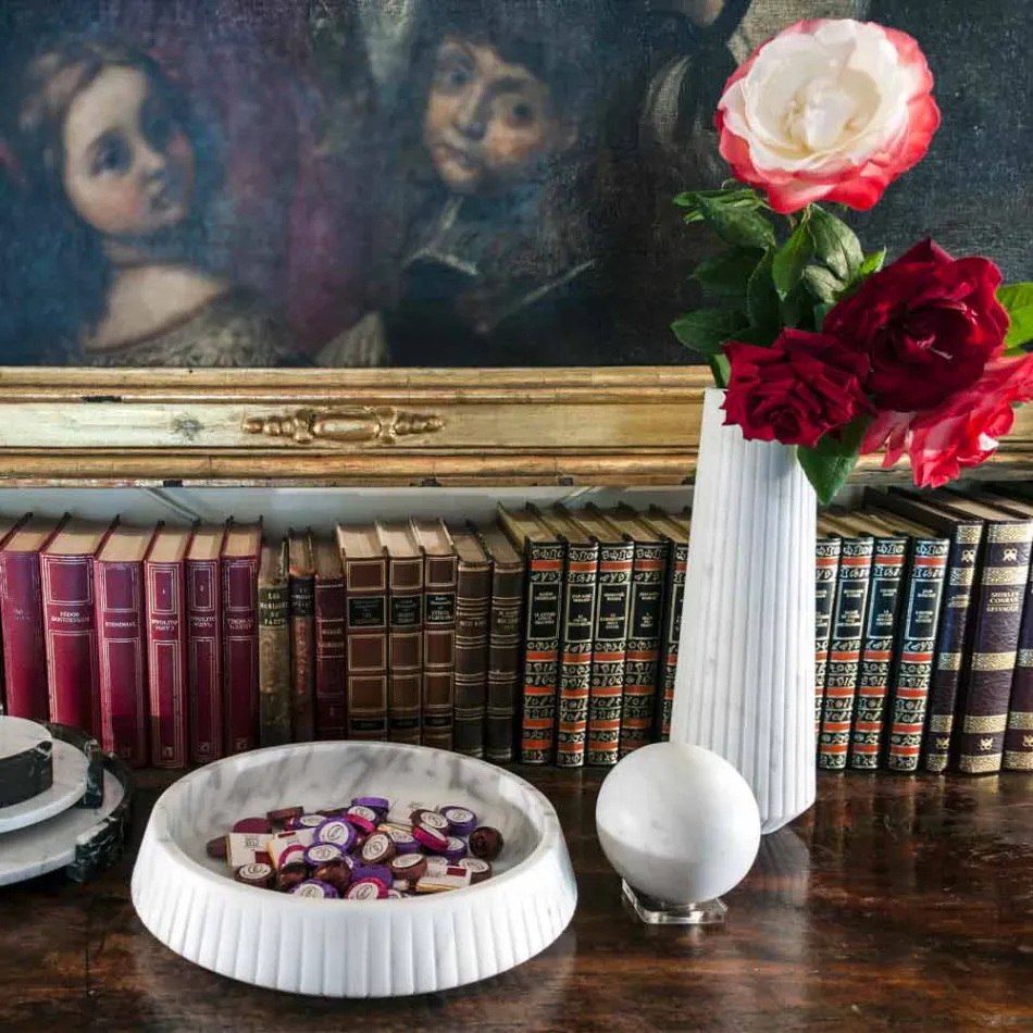 Hârtie modernă Sphere în marmură albă satinată italiană, 2 bucăți - Sphere Viadurini