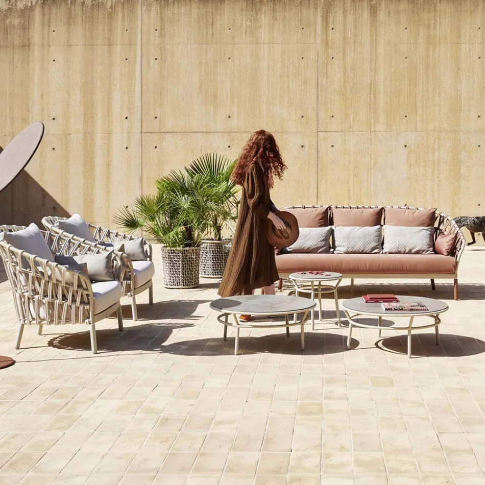 Jardiniera cu Structură din Aluminiu și Țesătură Bej - Emma de Varaschin Viadurini