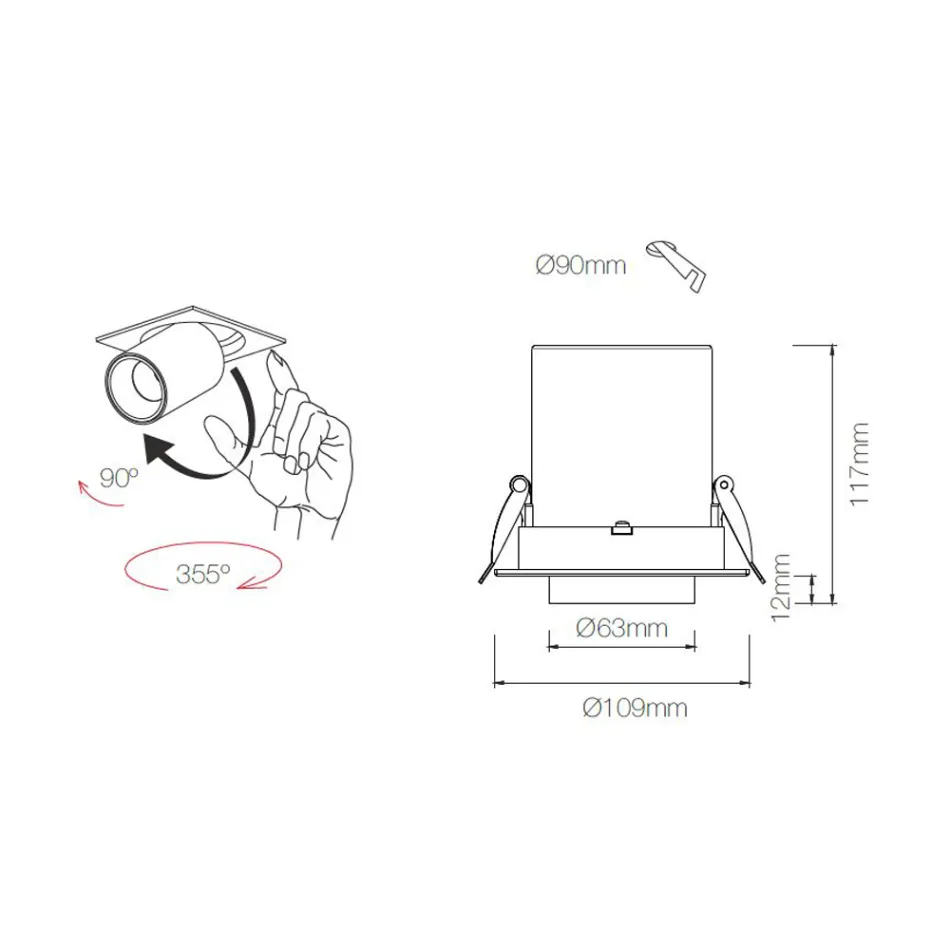 Plafoniera fotoproiector Led incastrata pentru interioare din aluminiu - Etrusca Viadurini