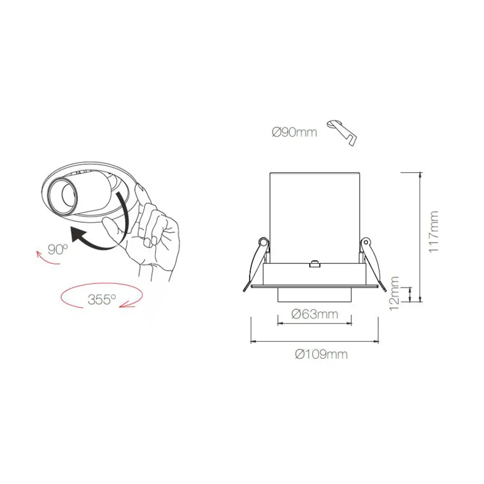 Plafoniera cu Led reglabila cu fotoproiector pentru interior din aluminiu - Etrusca Viadurini