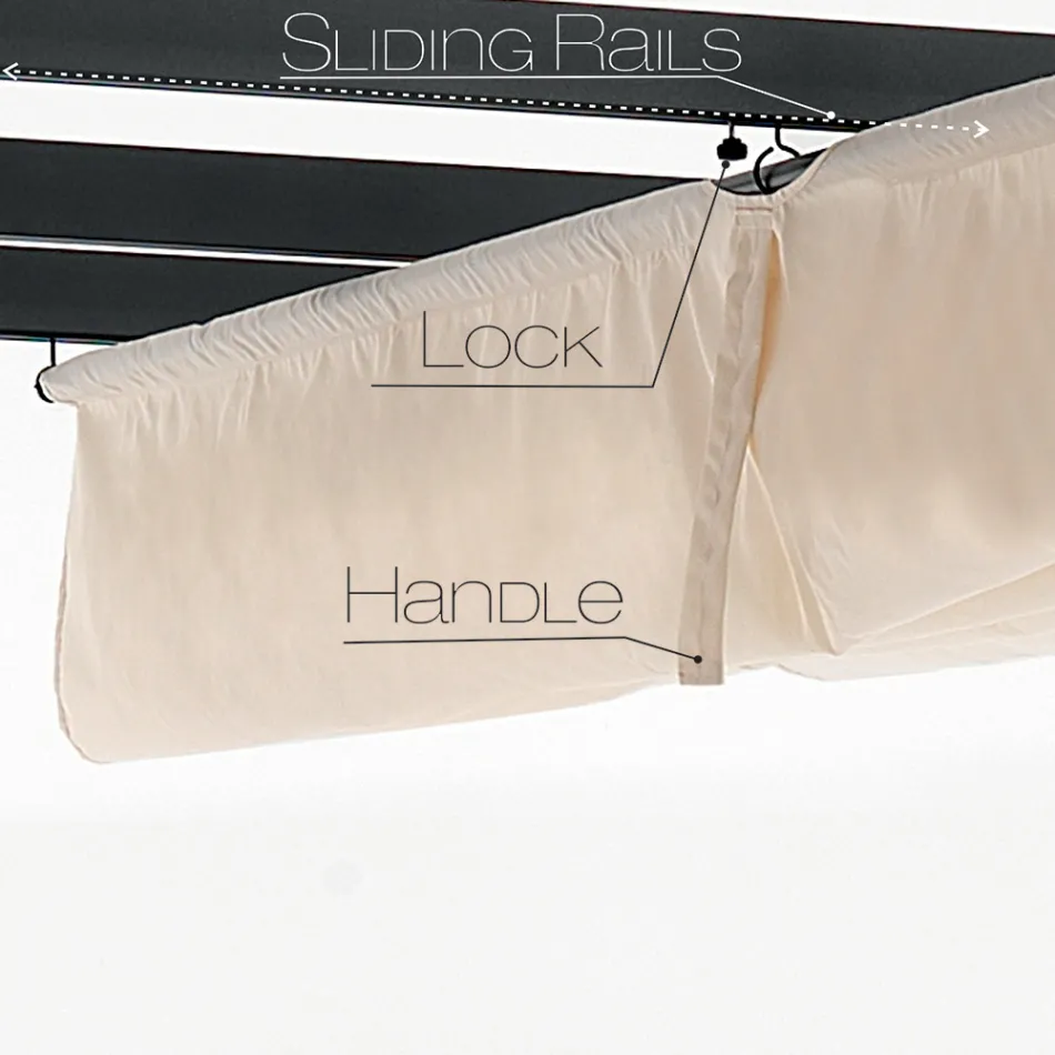 Foișor din aluminiu vopsit cu pulbere epoxidică și pânză glisantă - Manger Viadurini