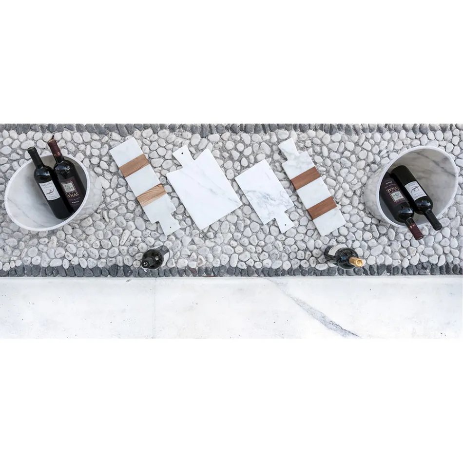 Glacetă de vin sau șampanie în marmură albă de Carrara Fabricată în Italia - Ciotti Viadurini