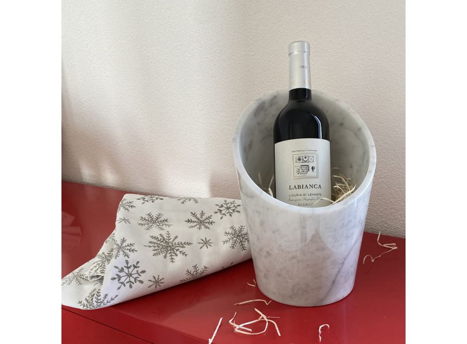 Glacetă de vin sau șampanie în marmură albă de Carrara Fabricată în Italia - Ciotti Viadurini
