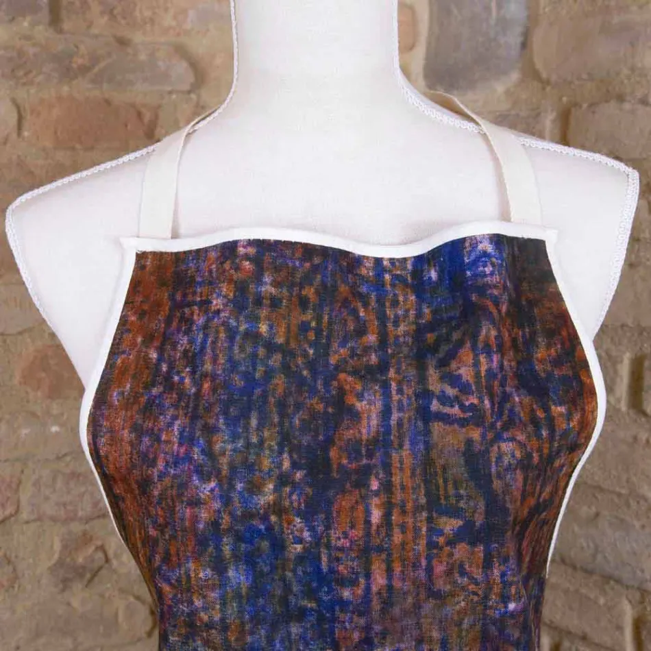 Șorțel de mână imprimeu manual, piesă unică din bumbac - mărci Viadurini