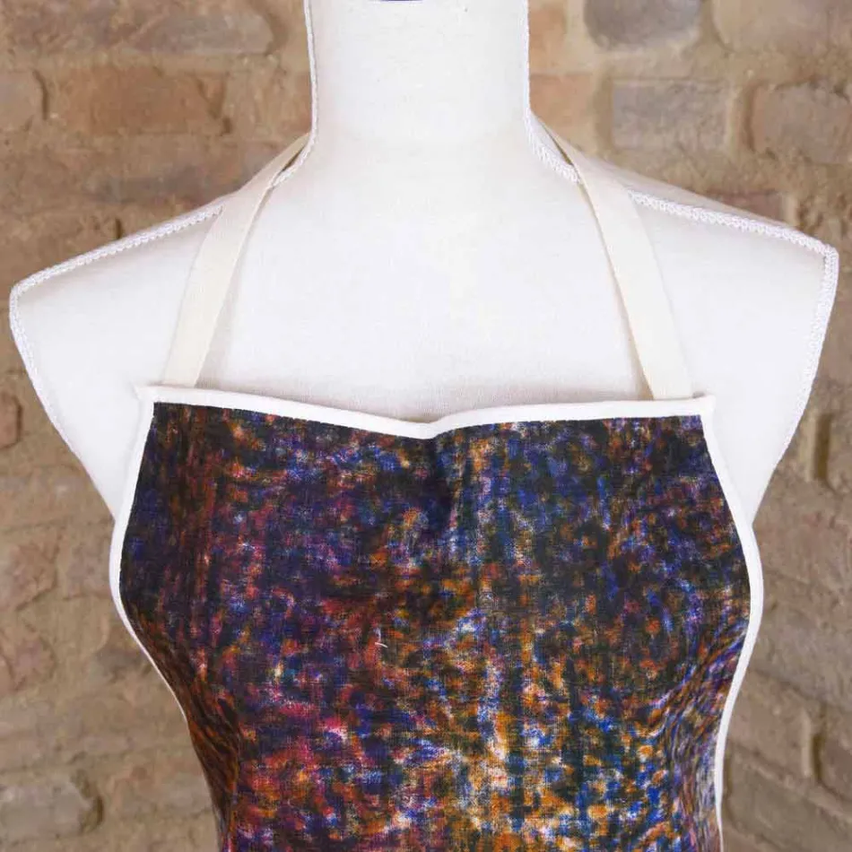 Șorț artizanal italian în bumbac cu imprimeu manual - mărci Viadurini