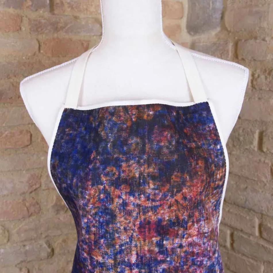 Șorț artizanal italian în bumbac cu imprimeu manual - mărci Viadurini