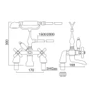Grup clasic pentru cadă cu duș manual din alamă Made in Italy - Ercolina Viadurini