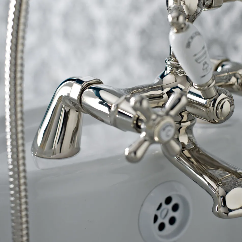 Grup clasic pentru cadă cu duș manual din alamă Made in Italy - Ercolina Viadurini