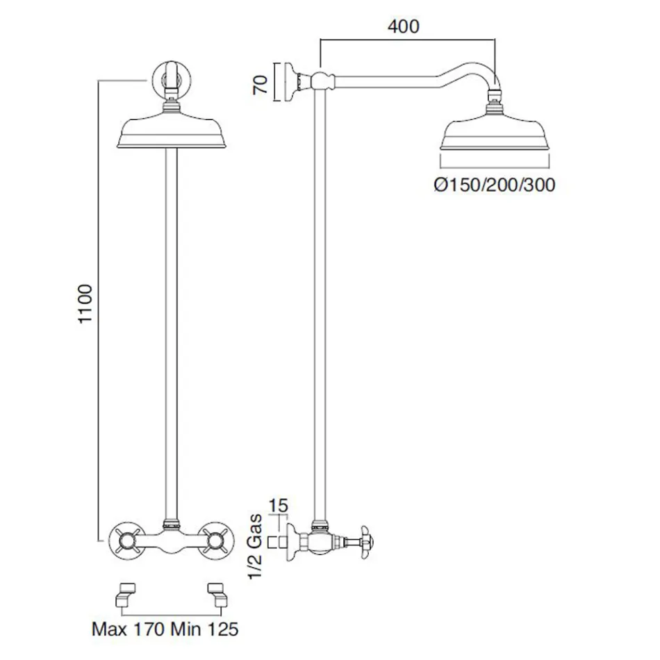 Grup de duș din alamă lucrată manual în stil clasic - Miriano Viadurini