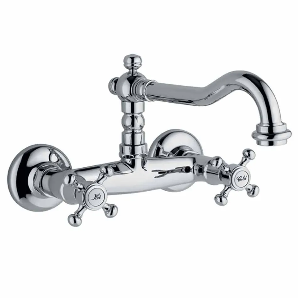 Grup stil clasic pentru lavoar de bucătărie de perete din alamă Made in Italy - Limo Viadurini