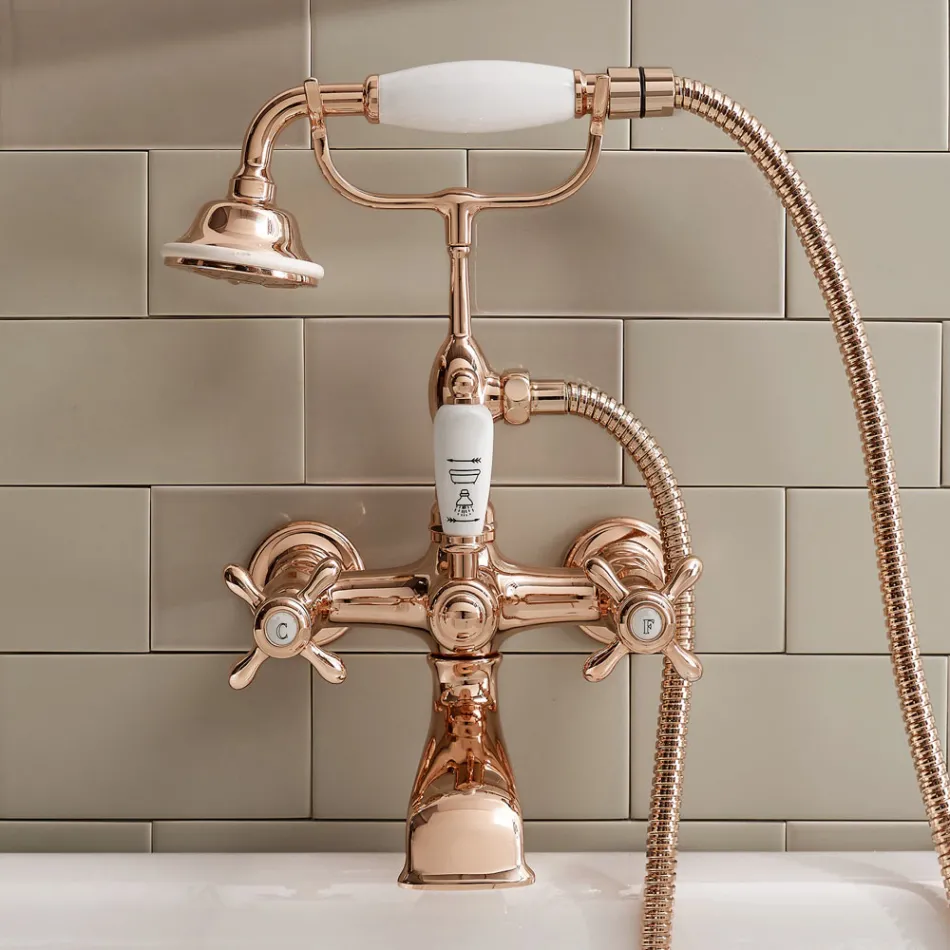 Grup pentru cadă din alamă cu design vintage, fabricat în Italia - Klarisa Viadurini