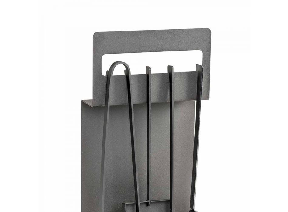 Set de 4 unelte din oțel negru pentru șemineu Made in Italy - Rachel Viadurini