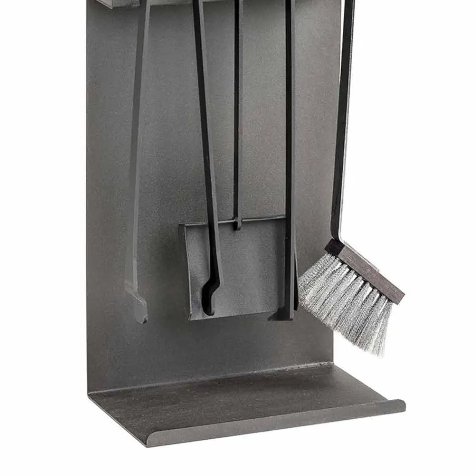 Set de 4 unelte din oțel negru pentru șemineu Made in Italy - Rachel Viadurini