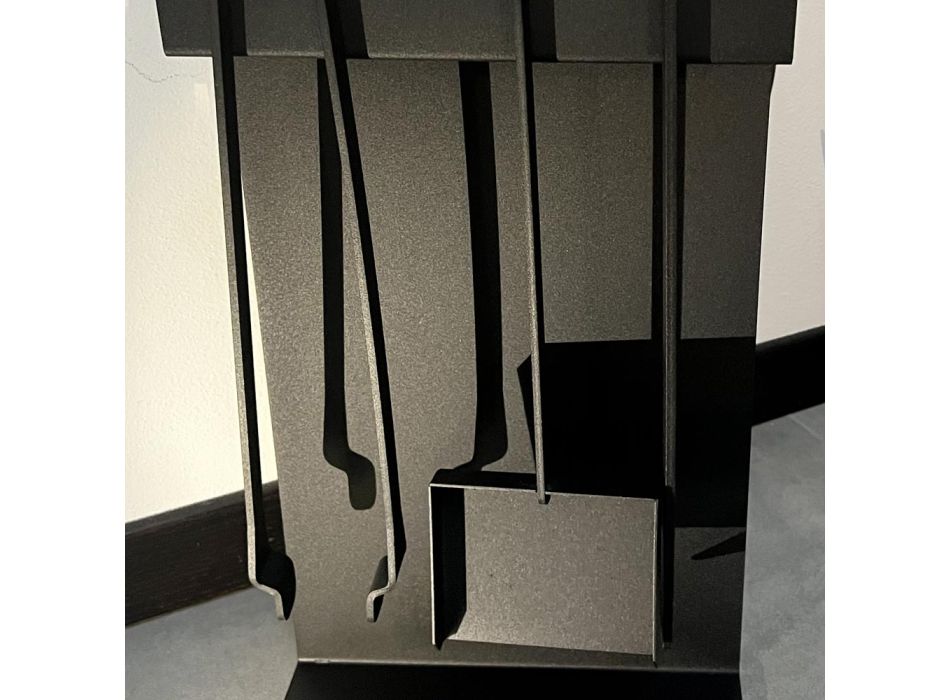 Set de instrumente de design pentru șemineu din oțel negru fabricat în Italia - Ostro Viadurini