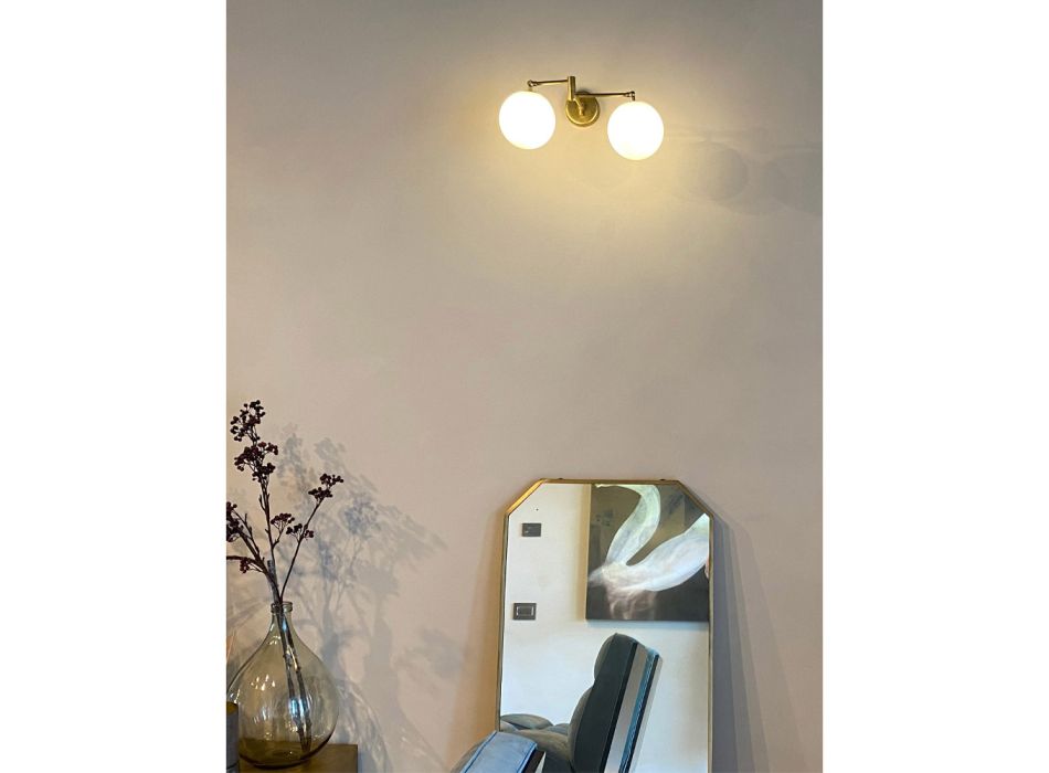 Aplică LED în stil vintage din alamă și sticlă Made in Italy - Grit Viadurini