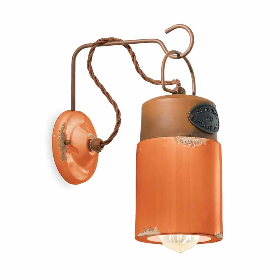 Lampa de perete din ceramica si fier rugina Desiree Ferroluce Viadurini