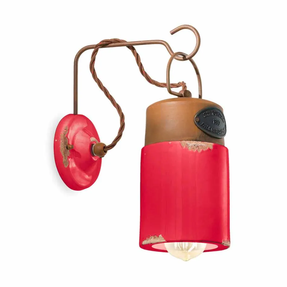 Lampa de perete din ceramica si fier rugina Desiree Ferroluce Viadurini