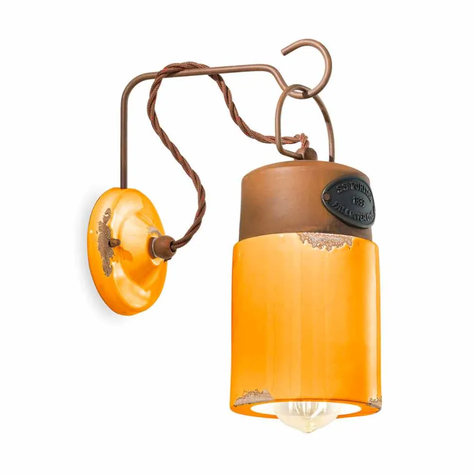 Lampa de perete din ceramica si fier rugina Desiree Ferroluce Viadurini
