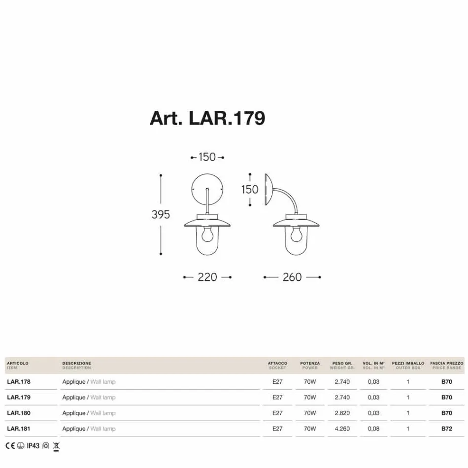 lampa de perete La Traviata de cupru, sticlă, alamă antic Viadurini
