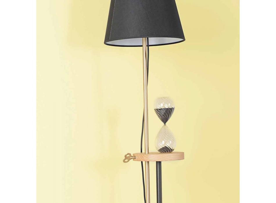 Lampă de podea design din oțel, frasin și alamă Made in Italy - Pitulla Viadurini
