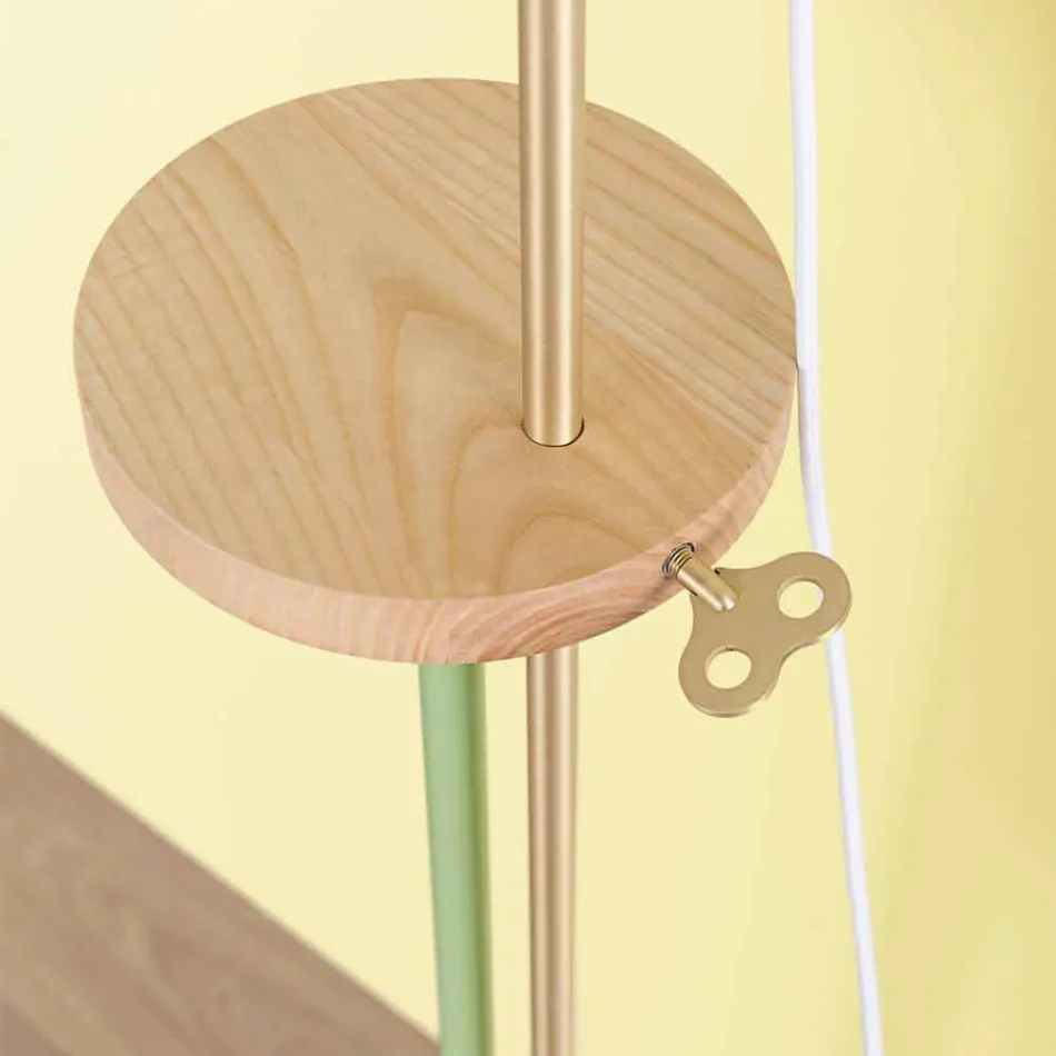 Lampă de podea design din oțel, frasin și alamă Made in Italy - Pitulla Viadurini