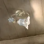 Plafoniera din metal si ceramica cu trandafir pictat manual - Pisa Viadurini