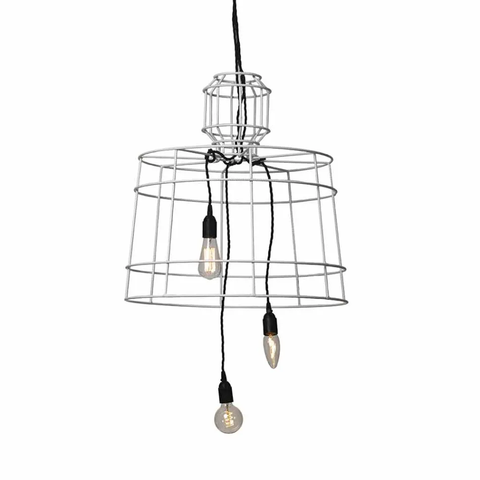 Suspensie 3 lumini în design alb sau metal natural - Stylus Viadurini