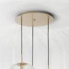 Lampa cu Suspensie 3 Lumini din Sticla Suflata Colorata si Metal - Trissa Viadurini