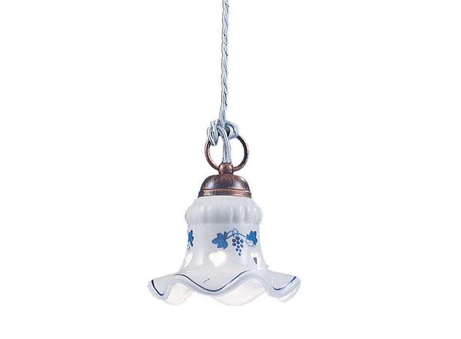 Lampa cu Suspensie 3 Lumini Vintage Artizanat Fier si Ceramica - Chieti Viadurini