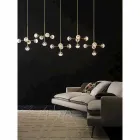 Lampă cu suspensie 5 lumini din alamă naturală și sticlă - Molecola de Il Fanale Viadurini