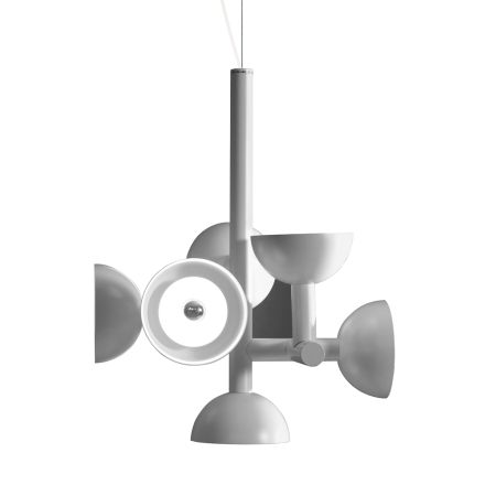 Lampa cu Suspensie Design 6 Lumini din Aluminiu Alb sau Negru - Celio Viadurini