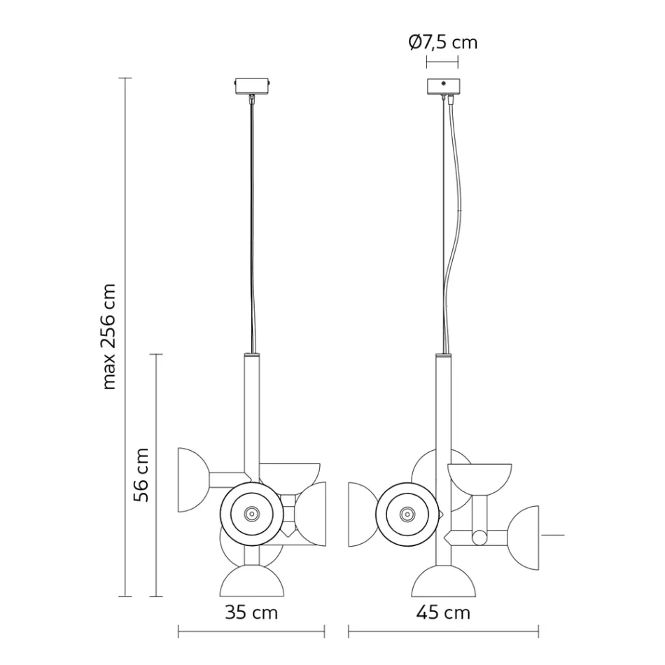 Lampa cu Suspensie Design 6 Lumini din Aluminiu Alb sau Negru - Celio Viadurini
