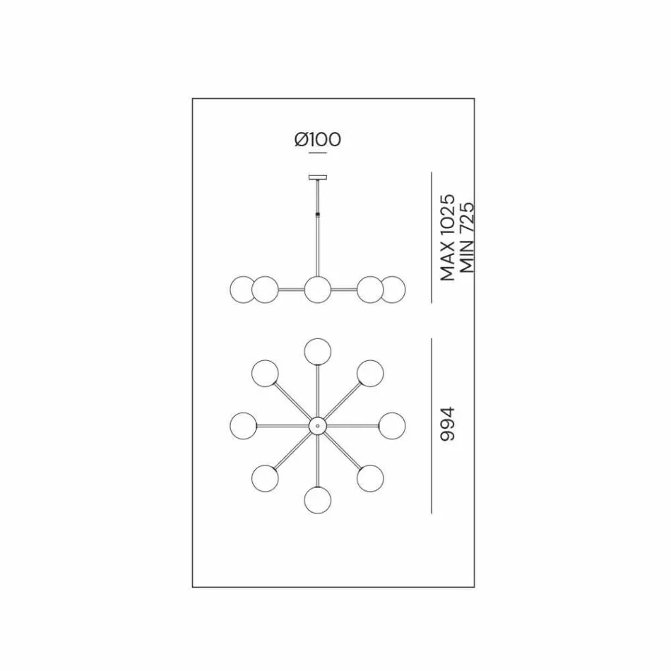 Suspensie 8 lumini din alamă naturală și sticlă - Molecola de Il Fanale Viadurini