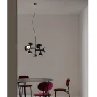 Lampa cu Suspensie 9 Lumini Design din Aluminiu Alb sau Negru - Celio Viadurini