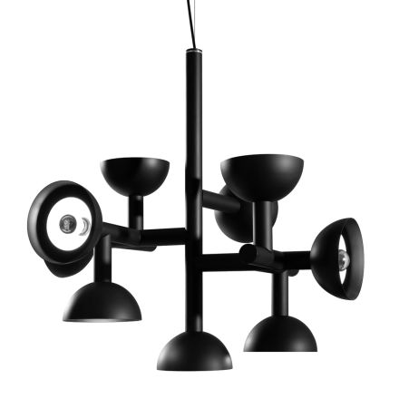 Lampa cu Suspensie 9 Lumini Design din Aluminiu Alb sau Negru - Celio Viadurini