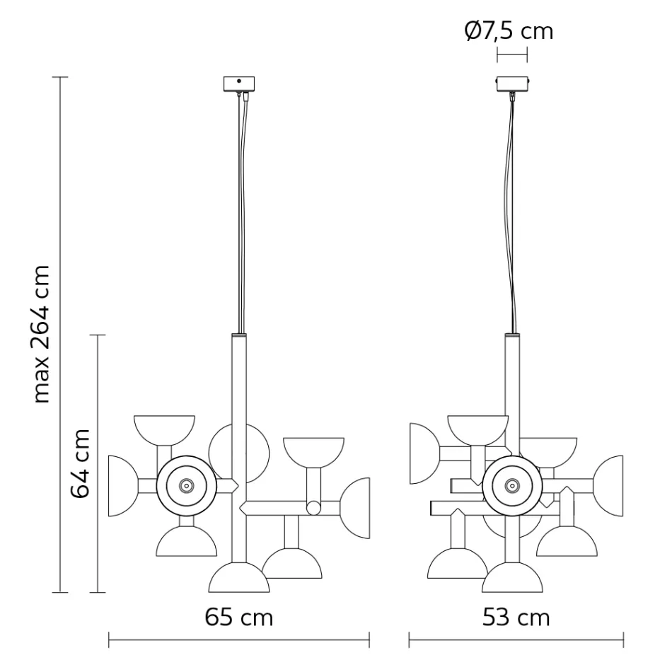 Lampa cu Suspensie 9 Lumini Design din Aluminiu Alb sau Negru - Celio Viadurini