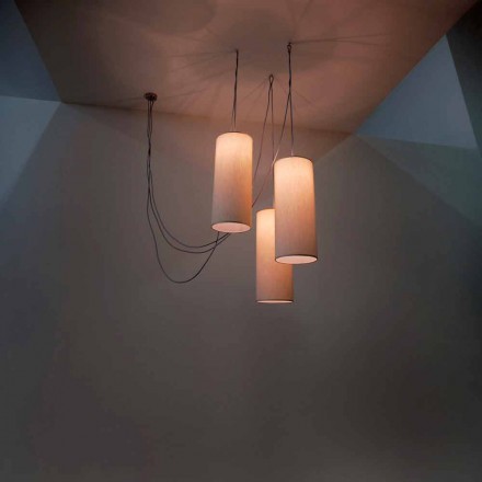 Pendant lampă cu 3 lumini cu difuzor cilindric Chrome Viadurini