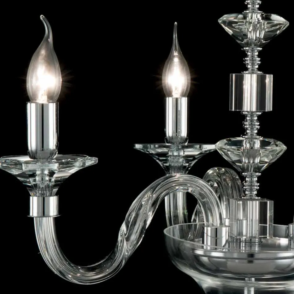 pandantiv lampa 3 lumini de sticlă și Cristallo Ivy, a făcut în Italia Viadurini